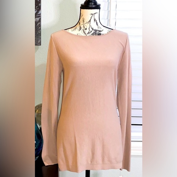 🎈Trouvé | Elegant Light Pink Long Sleeve Open Back Sweater - Picture 5 of 7